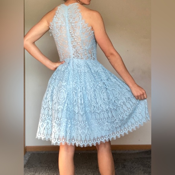 ASOS Blue Lace Midi Dress 8 Tall - Picture 4 of 4